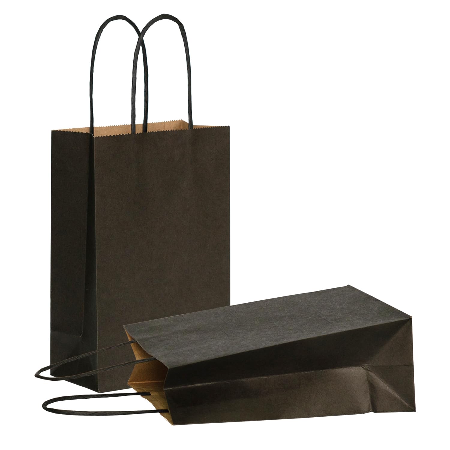 AZOWA Black Gift Bags Small Size Kraft Paper Bags with Handles (21 x 13 x 8 CM, Black, 25 CT)