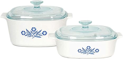 Corningware Pyroceram Blue Cornflower 4 Pc Glass Ceramic Cookware Set Limited Edition By Corningware Amazon De Kuche Haushalt