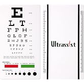 Ultrassist Snellen Eye Chart, 1 Count (Pack of 1) | Pocket-size PVC card for 6-ft testing, with inch/cm rulers, pupil gauge and red-green bars