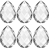 PATIKIL K9 Crystal Pendants Teardrop Beads, 6 Pack 38mm Chandelier Prisms Parts Hanging Grid Beads DIY Lamp for Arts Crafts Decoration, Clear