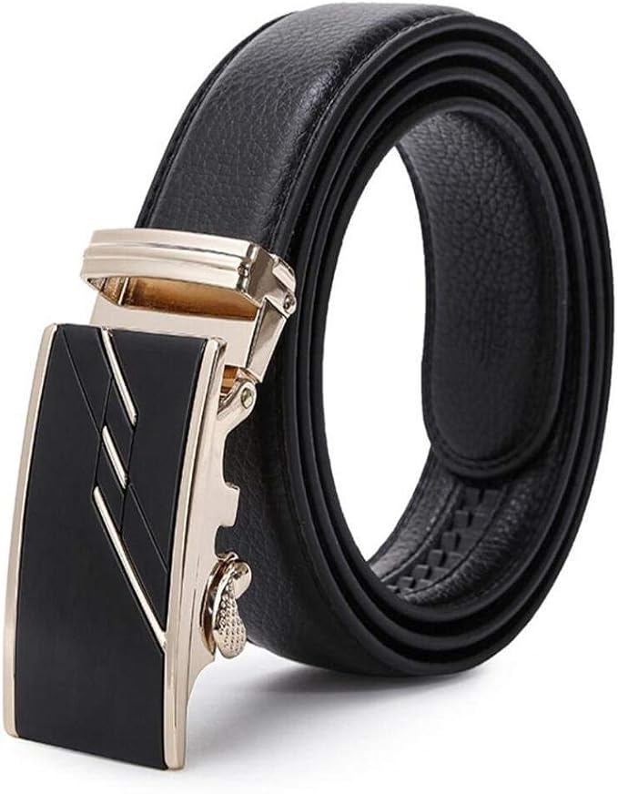 Cintura da uomo a cricchetto in pelle con fibbia automatica, abo regolabile largo 3,5 cm  200000297