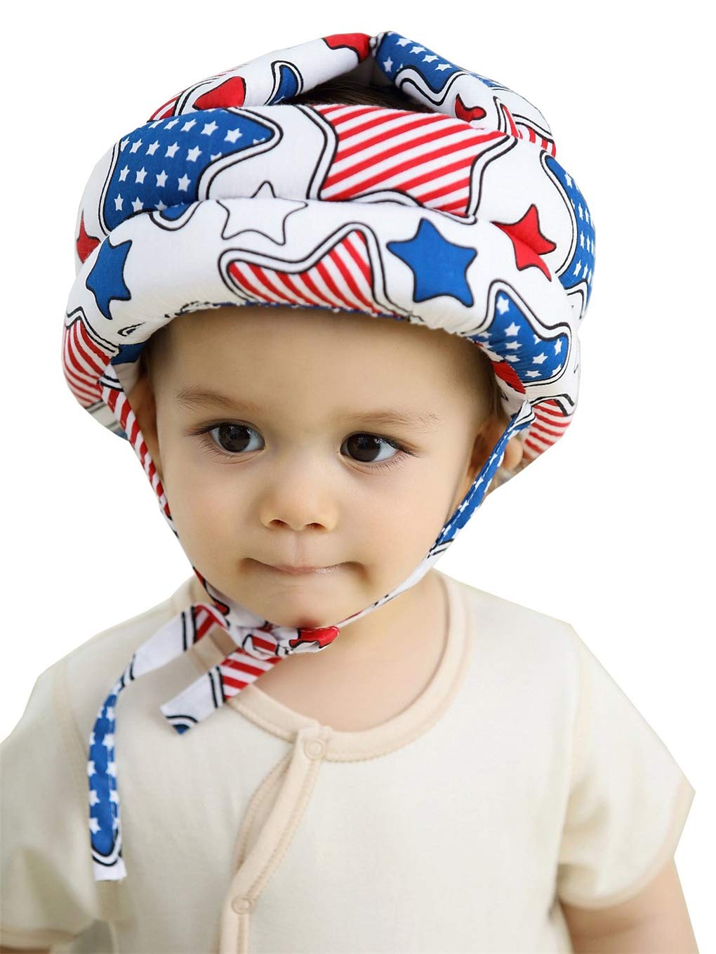 Baby Toddler Protective Cap, Adjustable Size Baby Learn to Walk Or Run Soft Safety Helmet, Infant Anti-Fall Anti-Collision Head Protection Hats, for Children from 6 Months~6 Years Old (Five Stars)
