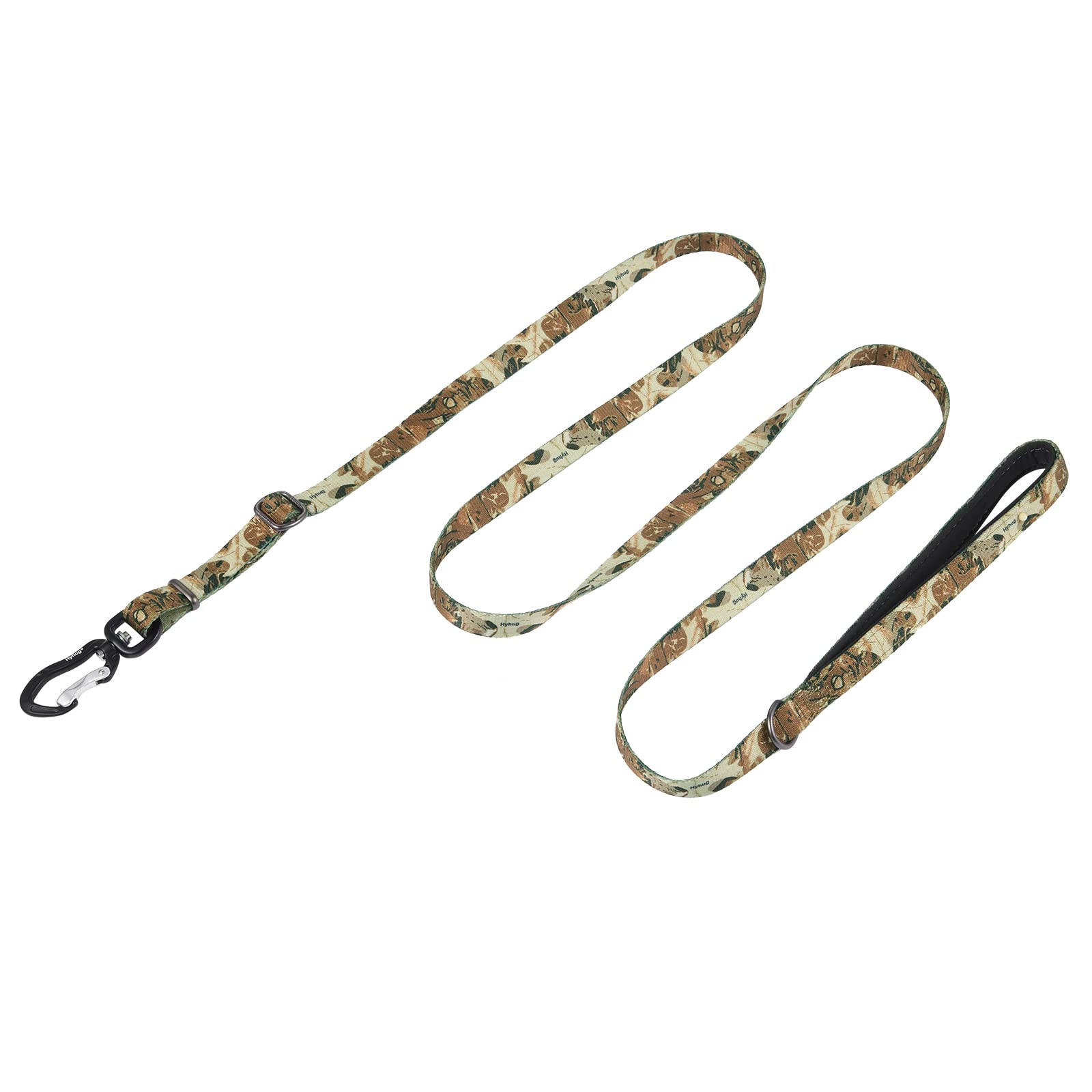 Hyhug Pets Polyester Adjustable Length Dog Lead, Use Sturdy Aluminum Hooks，Light and strong，Super Soft Handle, Suitable For the Pursuit of Advanced Perfect Leash. (Small, Forest Camo)