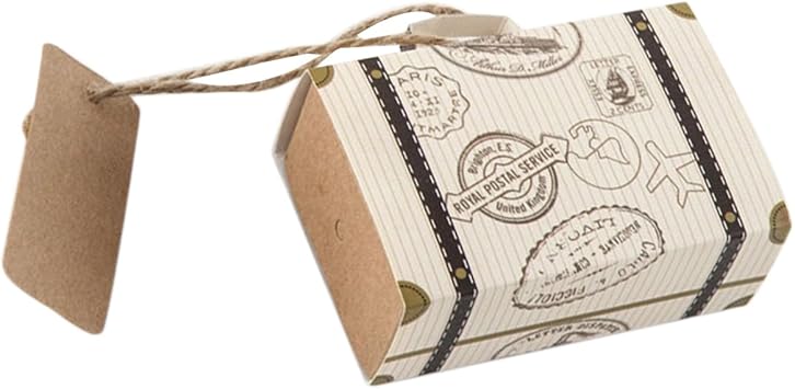 BESTOYARD Favor de la Boda Caja de Regalo del Caramelo Mini Maleta Vintage Kraft Papel con