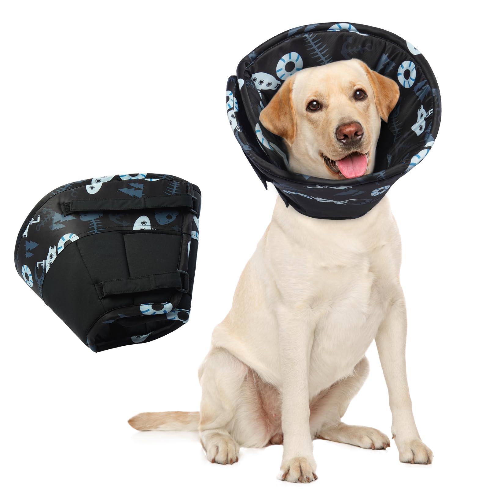 Hjumarayan Soft Dog Cone - Cones after Surgery Soft, Buster Collars for Dogs, Cone for Dogs Prevent Licking, Comfy Recovery Collars, Medical Neck Collar to Stop Licking Wound (Black XL)