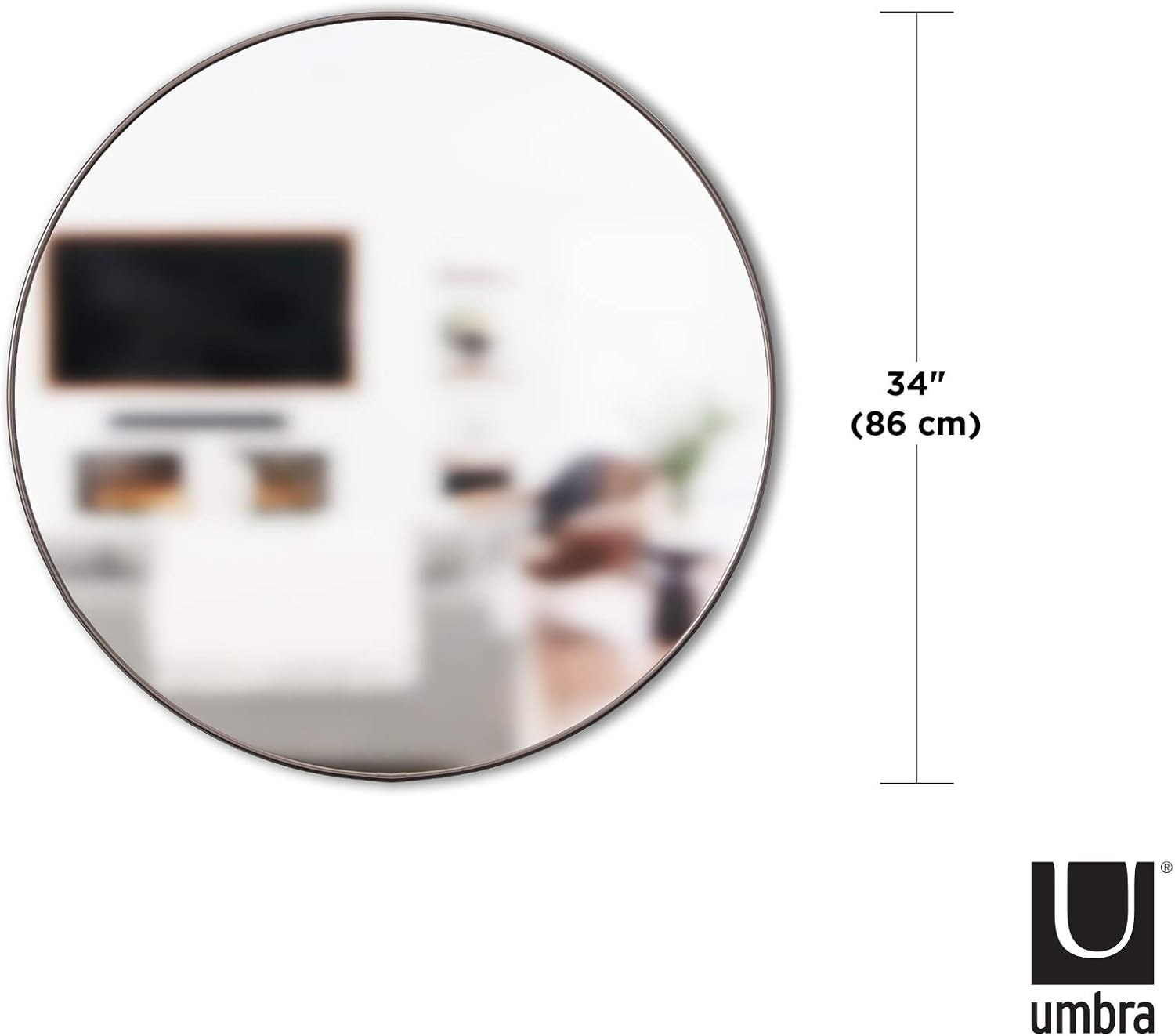 Umbra, Titanium Hubba 34 Inch Round Entryways, Bathrooms, Living Rooms and More, Doubles as Wall Art, 34-Inch Circle Mirror, Finish: Home & Kitchen