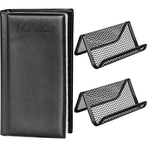 Hestya 1 Business Card Organizer Book and 2 Pack Mesh Card Holder Display Collection Organizer Capacity 50 Cards for Desk Office - Thumbnail 7