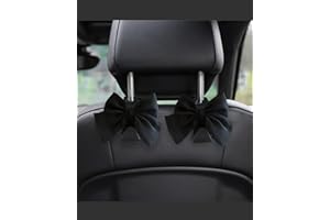 BVGACI 2 Pack Car Purse Hooks, Cute Bow Car Seat Headrest Hook Hanger for Purses and Bags (Black silk)