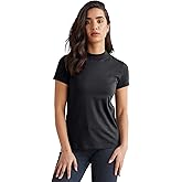 Fair Indigo Women's Organic Pima Cotton Short Sleeve Slim Fit Mock Neck Top