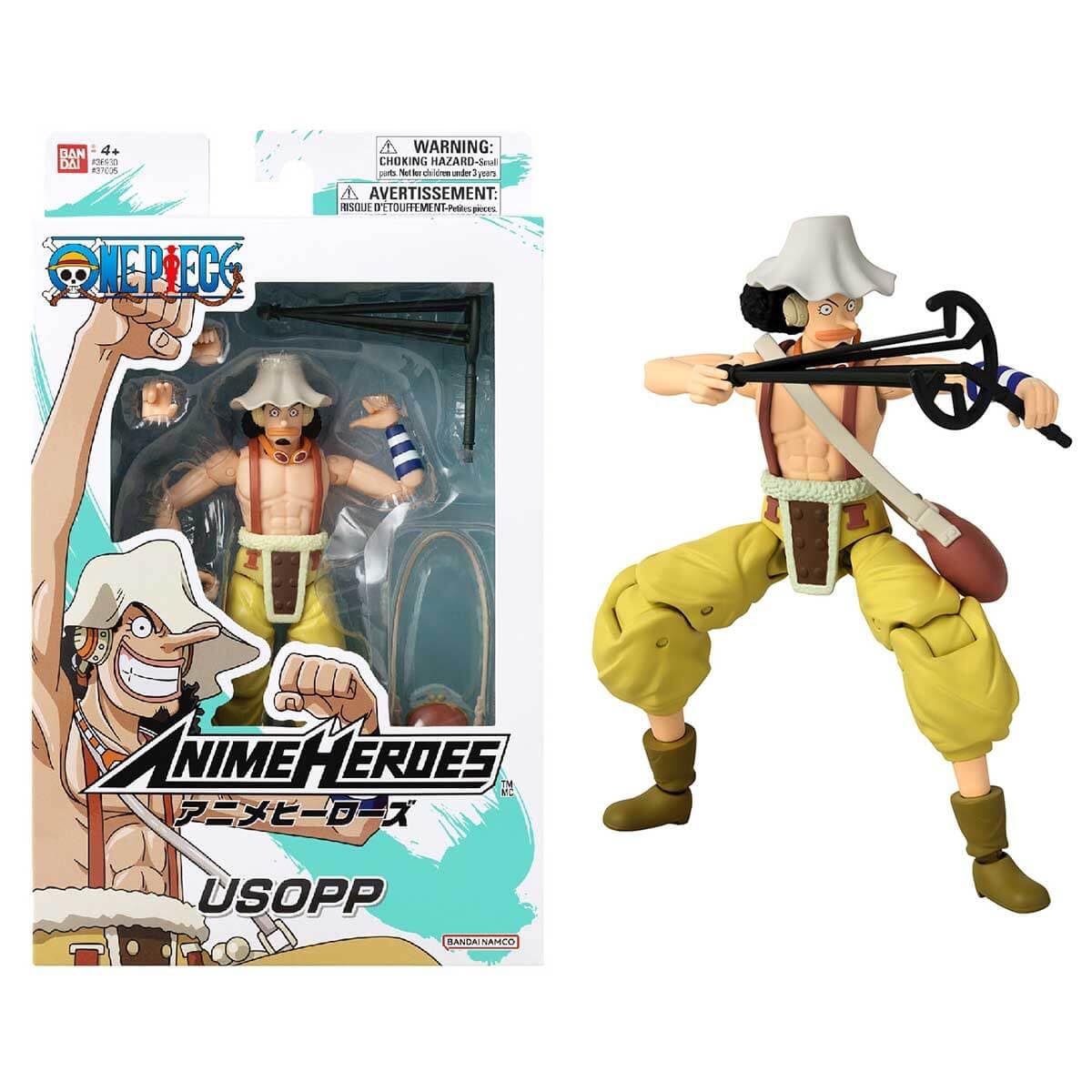 ANIME HEROES | One Piece Figures Usopp Action Figure | 17cm Articulated Usopp Anime Figure With Extra Accessories | Bandai One Piece Action Figures Pirate Toys Range | Excellent Anime Gift
