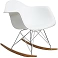 Modway Mid-Century Modern Molded Plastic Kid's Size Lounge Chair Rocker in White