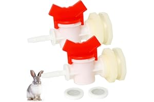 OCQOTAT 2pcs Rabbit Watering System Bucket Connector Kit-Includes Bulkhead Fitting, Barb Ball Valve，mesh Filter Washer for ID 5/16" Hose, Poultry Watering Equipment, Animal Water Dispenser