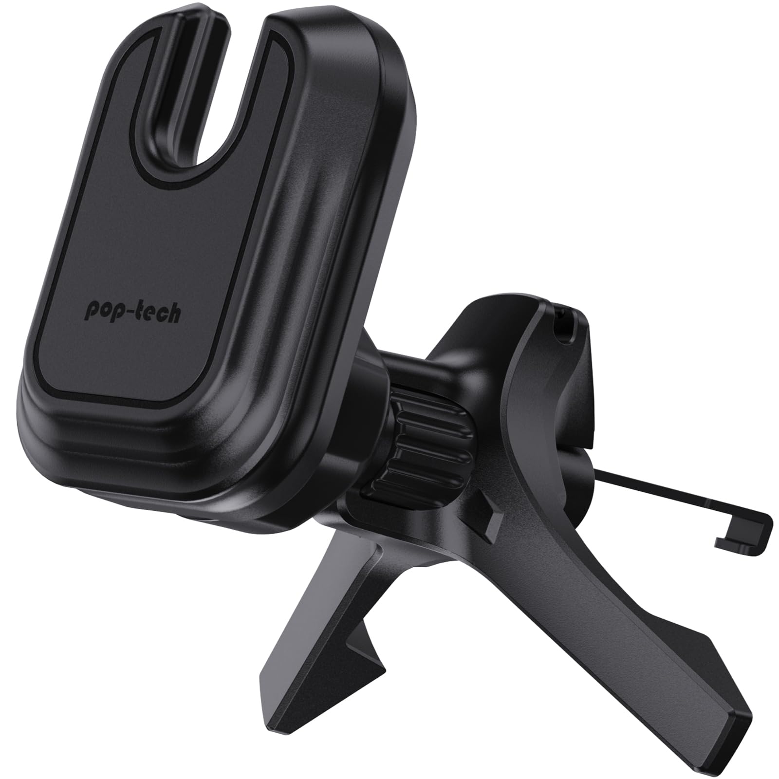 pop-tech Car Vent Phone Mount: Cell Phone Holder for Thicker Socket Grip & iPhone 16 15 Samsung Case Magsafe Card Holder, Universal Hook Clip Mount for Round/Horizontal/Vertical Air Vent (Black)