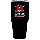 R and R Imports Miami of Ohio 24 oz Insulated Stainless Steel Tumbler Black Officially Licensed Collegiate Product Single