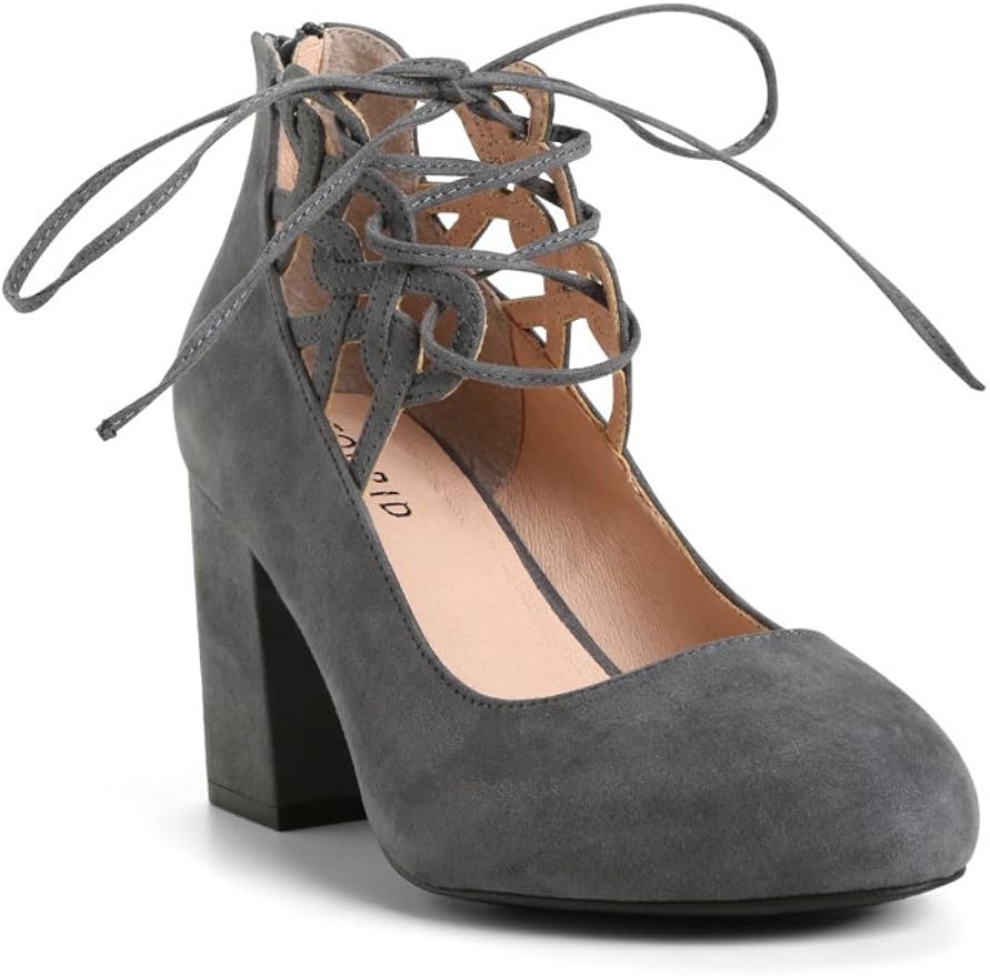 Lattice Ankle Strap Block Heels (Wide Width) at Amazon Womenâs Clothing store