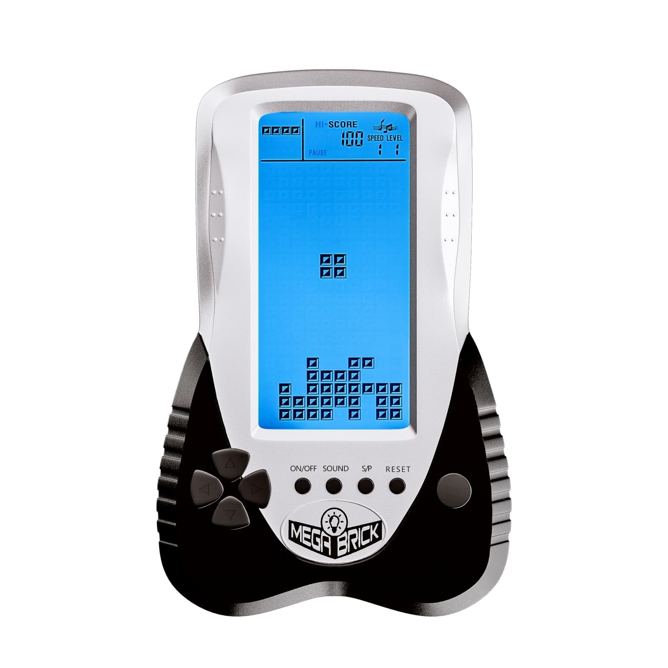 TAQY Blue backlit Block Game Console 3398 in 1 Retro Nostalgia Racing/Tank Battle/Snake Pocket Puzzle Game Console Handheld Portable Brick Toy Console Gifts for Teenagers/Children (Black)