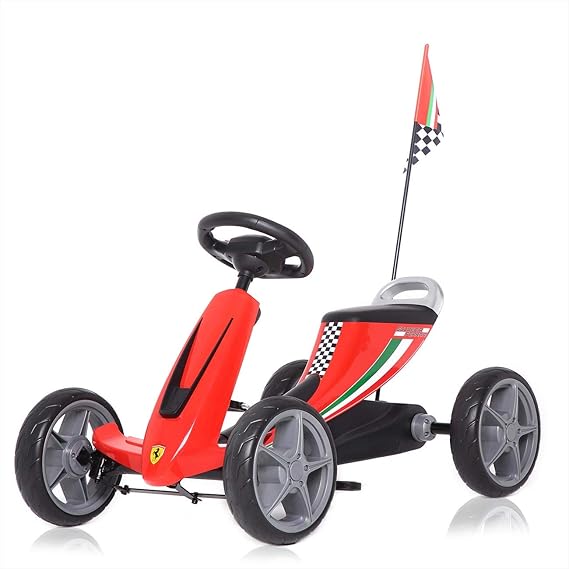 Ferrari Kinder Go Kart Kettcar Tretauto Kinderfahrzeug Tretfahrzeug Gokart Kinderauto offiziell lizenziert Renncart mit Eva R