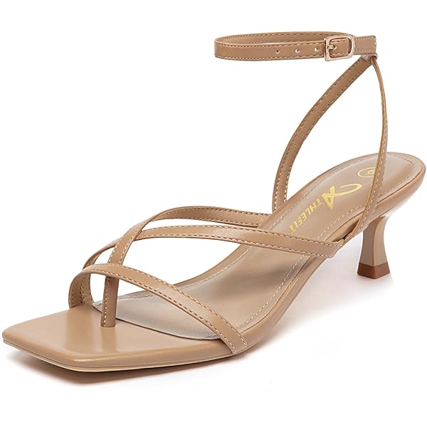 Amazon.com | MERRORI Women's Low Heel Evening Casual 1.5 Inch Open Toe  Slingback Matte Buckle Kitten Heeled Sandals Beige Size 5 - Tacones Altos  para Mujer | Heeled Sandals