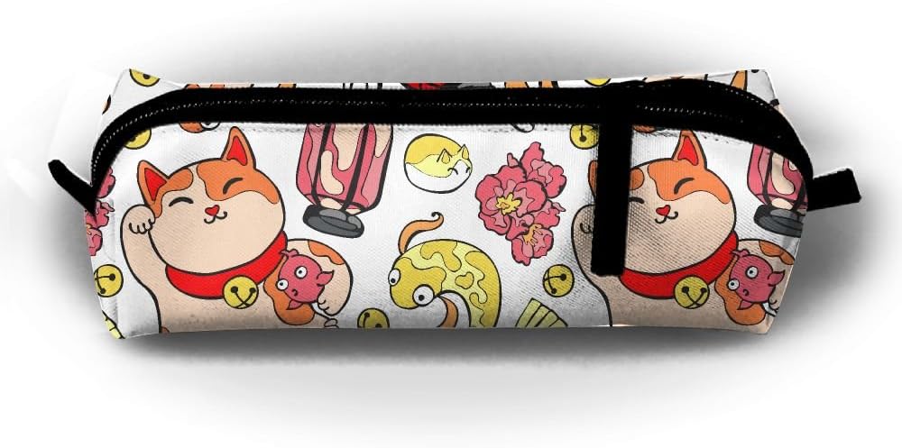 Japanese Talisman Children Boys Zipper Pen Bag Cosmetic Bags Unisex Cylindrical Purse
