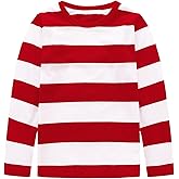 Boys Rainbow Striped Shirts for Kids Long Sleeve Cotton T-Shirts O-Neck Tops