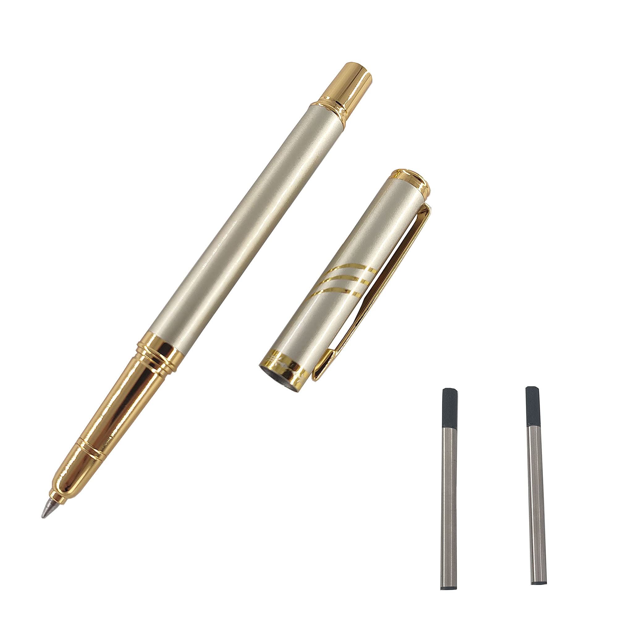 MCKhone Office Signature Pen Metal Rollerball Pen Fine Point Business Gift Pen 0.5mm Black Ink Gift Box for Teacher Student and Family (Gold)