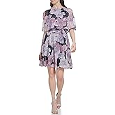 Jessica Howard Womens Sleeveless Caped Tie Waist Chiffon A-line Mini Dress