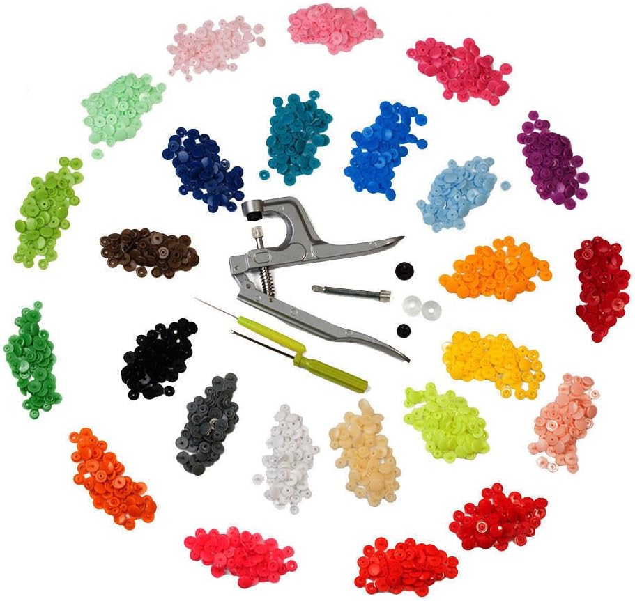 Elifestore Snap Pliers 350 Set T5 Snap Plastic Buttons Poppers 20 colors Snap Pliers Press DIY Tool For Baby Bib