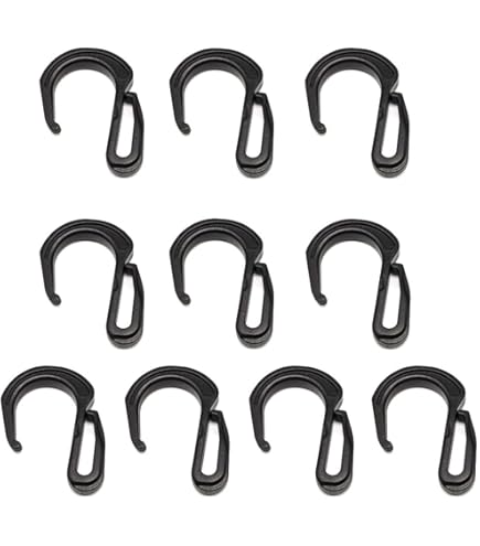 JCBIZ 12PCS Plastic Elastic Rope Hook Black Color Bungee Cord Hooks For Bungee Net, Cargo Net, Truck Net, Garage And General Outdoor Equipment