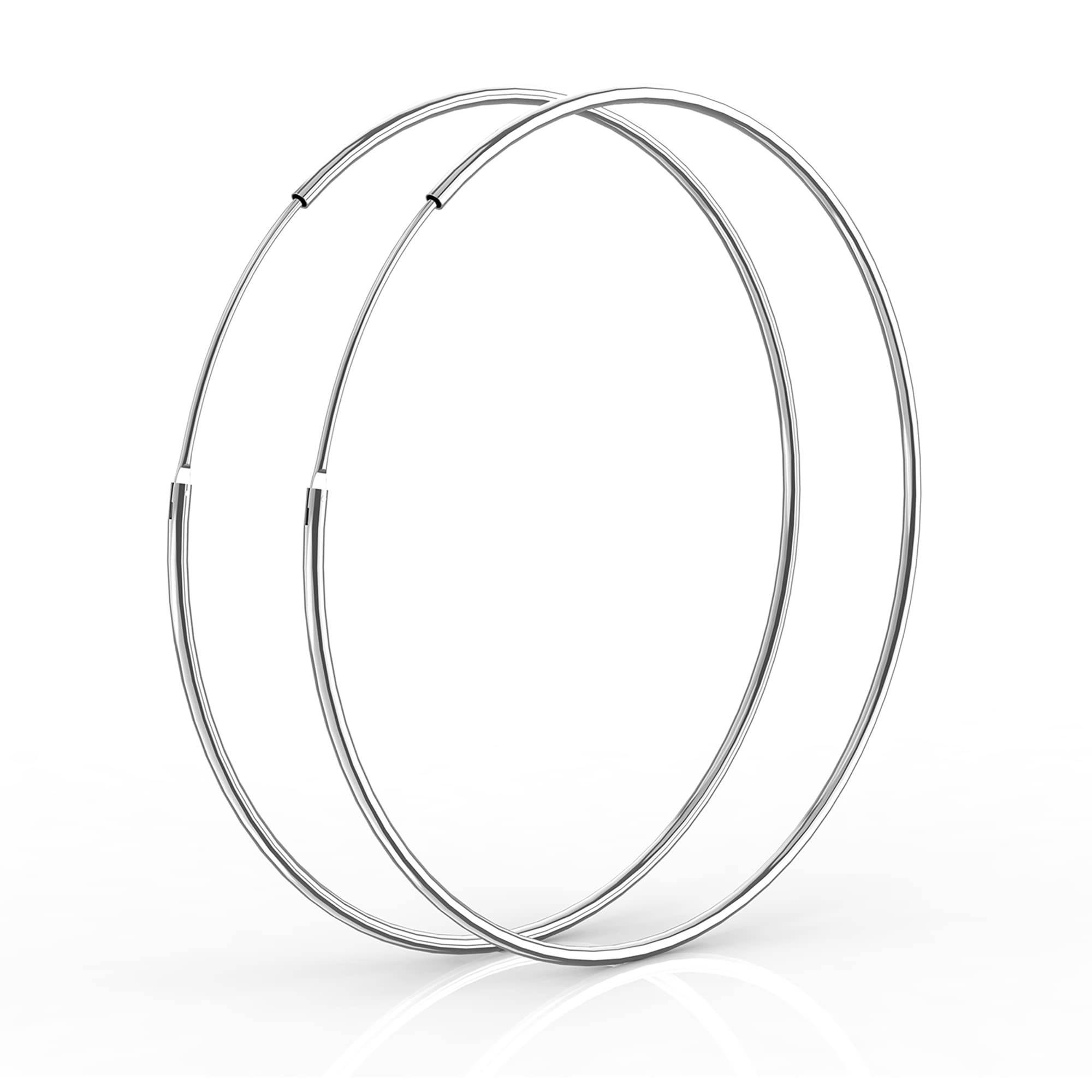 SOSMAR 925 Sterling Silver Endless Hoop Earrings for Women Girl Gift Round Circle Earrings- 60 MM