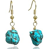 Turquoise Earrings for Women, Unique Teal Stone Drop Earrings for Western Boho Jewelry, Vintage December Birthstone Jewelry