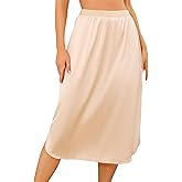 Vlazom Women's Satin Half Slip Under Slip Long Underskirt Half Slips for Under Dresses Slip Side Slit Size S-XXL