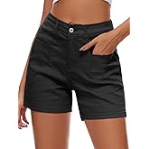 Rasutina Women Stretchy Jean Shorts High Waisted Denim Shorts for Women Chino Cargo Shorts Women's Summer Jorts
