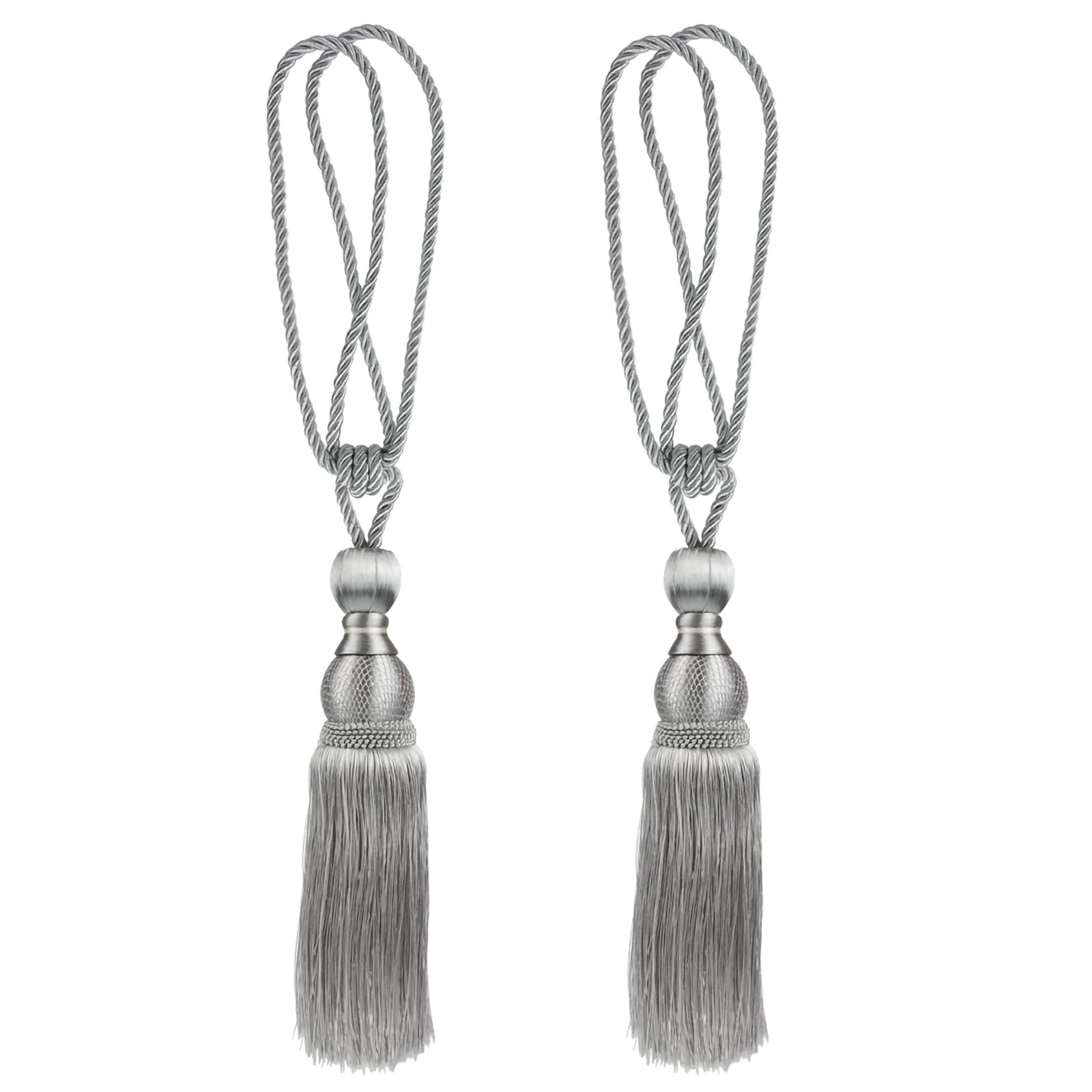 Andux 1 Pair Tassel Tie-Back Corded Rope Curtain Home Window Treatments Decor CLGQ-02 (Grey)