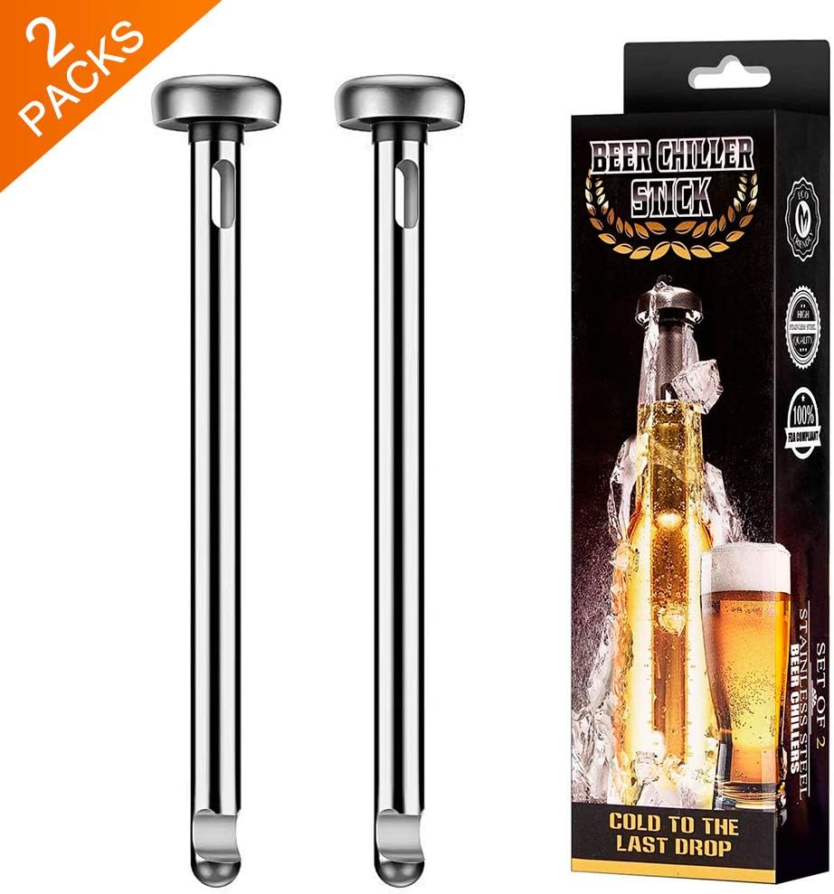 Number-one Beer Chiller Sticks for Bottles, 2 Pieces Stainless Steel Chiller Stick Beverage Cooler Cooling Sticks Keep Bottled Drinks Cold Great Gift Idea for Christmas Thanksgiving Men Birthday Gift