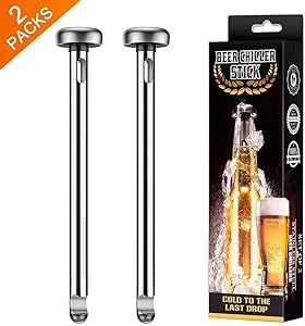 Number-one Beer Chiller Sticks for Bottles, 2 Pieces Stainless Steel Chiller Stick Beverage Cooler Cooling Sticks Keep Bottled Drinks Cold Great Gift Idea for Christmas Thanksgiving Men Birthday Gift