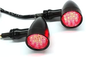 RICH CHOICES 2pcs Black 15 LED Motorcycle Stop Brake Running Turn Signal Indicator Red Lights Compatible with Harley Honda Chopper (Black with net-Red Light)
