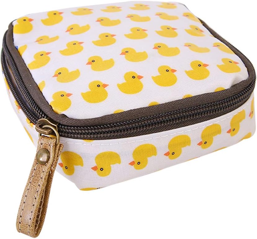 BIGBOBA Cartoon Cloth Waterproof Large Capacity Zipper Sanitary Napkins Aunt Towel Cosmetic Storage Bag Clutch Bag Coin Purse (12 * 12 * 5CM)