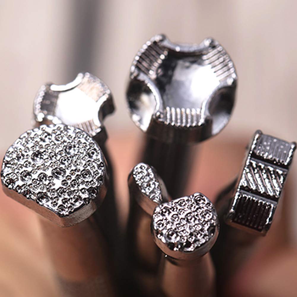 Jupean Leather Stamping Tools, Leather Working Saddle Leather Stamping Kit Special Shape Stamp Punch Set Carving Leather Craft Stamp Handmade Art Tools