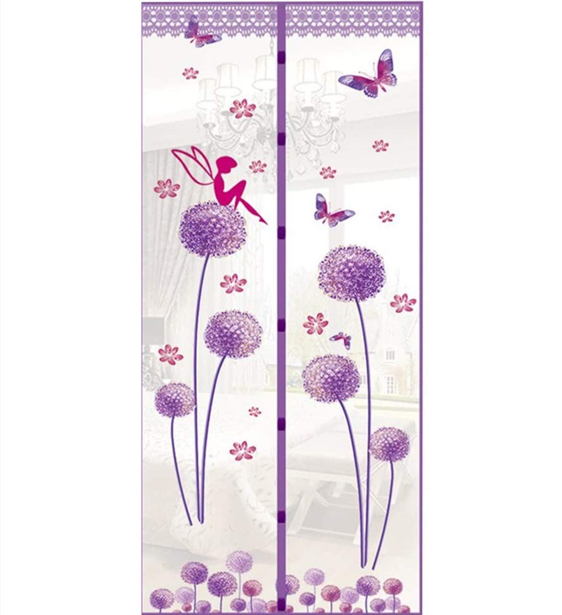 Magnetic Door Magnetic Insect Door Screen Door High Density Curtain Fly Bug Mosquito Mesh Curtain Size:90 * 210cm (color5) Purple