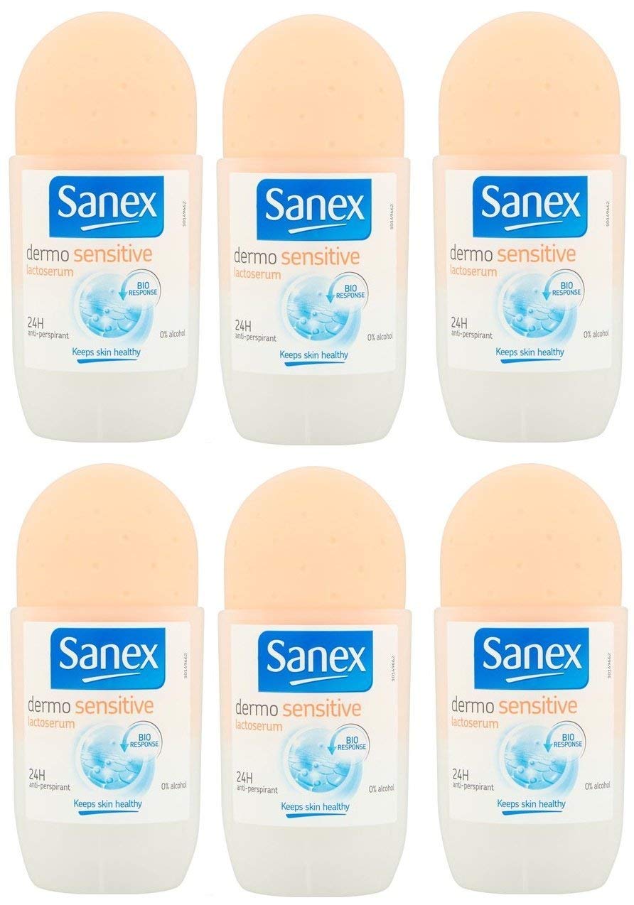 Sanex Deodorant Roll-On Women Dermo Sensitive for Sensitive Skin - Pack of 6 x 50 ml
