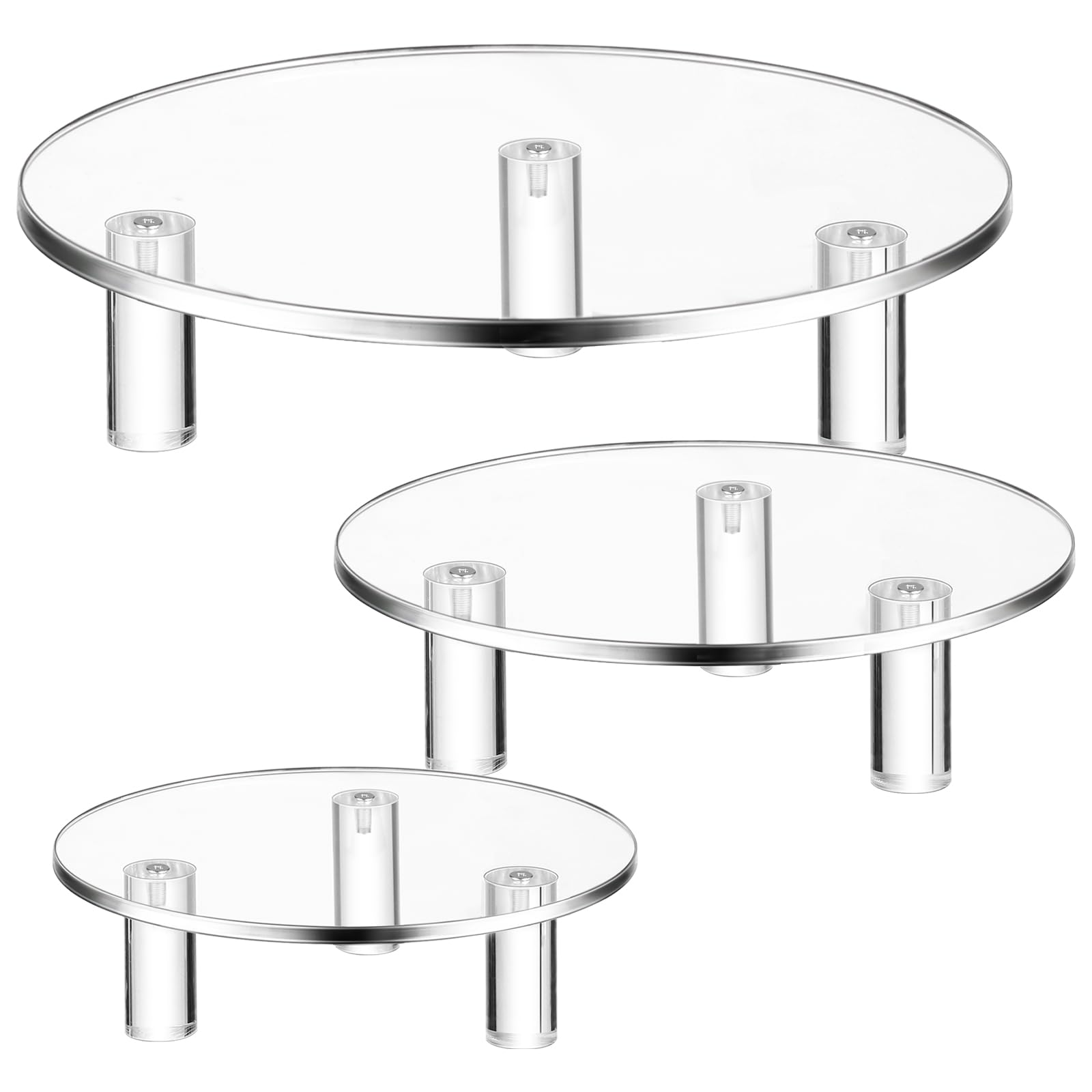 Photo 1 of 3 Pcs Round Acrylic Display Riser Clear Round Stands Clear Pedestal Riser Board for Cake Plant Dessert Jewelry Collectibles Cupcakes Figures Organizer Home Decor Wedding Birthday Party(6'',8'',10'')