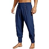 Runcati Mens Medieval Pirate Pants Renaissance Viking Ankle Ren Faire Pants Colonial Gothic Halloween Costume Trousers