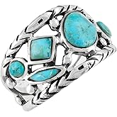 Turquoise Ring Sterling Silver 925 Genuine Gemstones Size 6 to 11