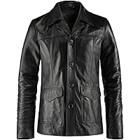 VearFit Hitman 4 buttons Black lambskin Real Leather Coat Blazer