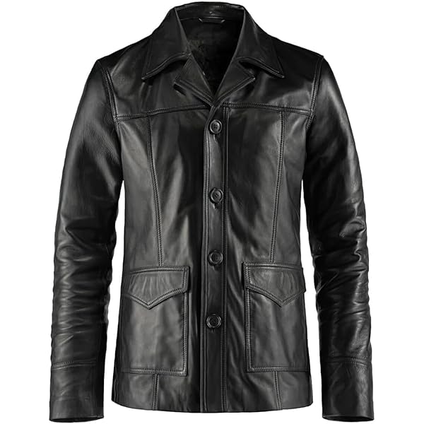 VearFit Hitman 4 buttons Black lambskin Real Leather Coat Blazer