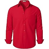 ZEROYAA Men's Regular Fit Dress Shirt Solid Wrinkle-Free Long Sleeve Casual Business Button Up Shirts with Pocket