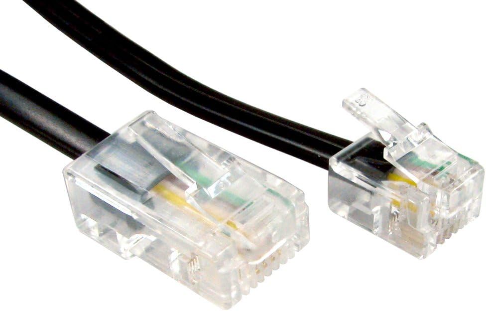 rhinocables RJ11 to RJ45 Cable - Ethernet Patch Network Lead | Reliable Router & Modem Connectivity | ADSL, VoIP, Fax & Phone Compatible | Multiple Lengths & Colours Available (15m,Black)