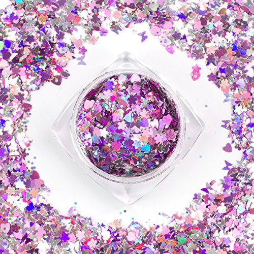 Purple Fairy - Iridescent Cosmetic Glitter, Chunky Glitter Festival,Shining Makeup Glitter for Beauty Makeup Face Body Hair Nails - Thumbnail 7