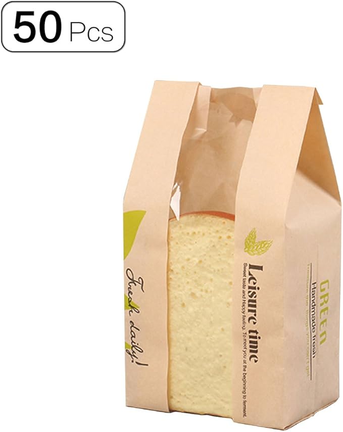 Download Pack Of 50 Kraft Paper Bread Loaf Bag With Front Window Paper Lunch Bags Baking Packaging Shredded Toast Bag For Home Kitchen Bakery 9 3 X 4 7 X 2 In Food Service Equipment Supplies Disposables