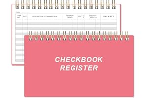 HEVEBOIK Check Registers for Personal Checkbook - A6 Blank Ledger Transaction Registers for Personal, Check Register Book for Checking and Saving Account, Deposit and Credit Card, 3,75" x 6.75", Pink